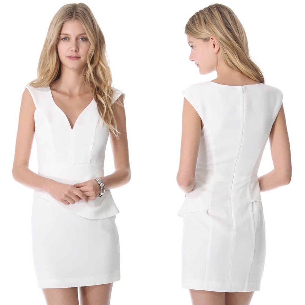 Black Halo | White Dame Mini Pebble Crepe Dress